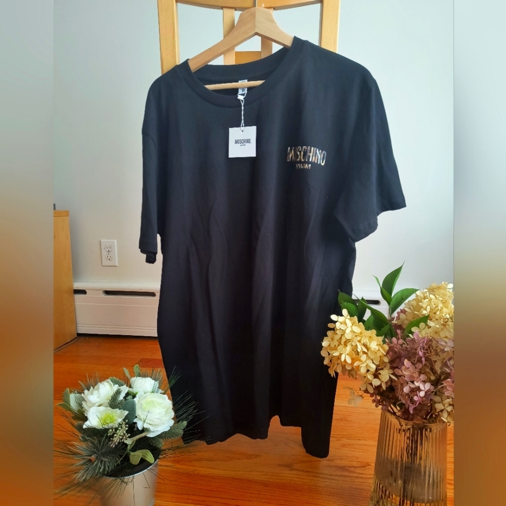 Men's Moschino Swim Logo T-Shirt Black, Brand New, size XL